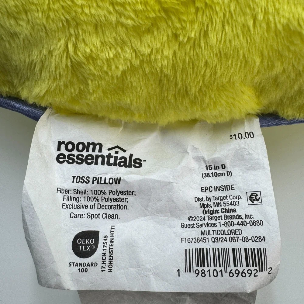 Room‎ Essentials Smiley Face Throw Pillow 15 Inch Plush Emoji Cushion NEW